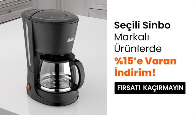 Seçili Sinbo Markalı Ürünlerde %15'e Varan İndirim
