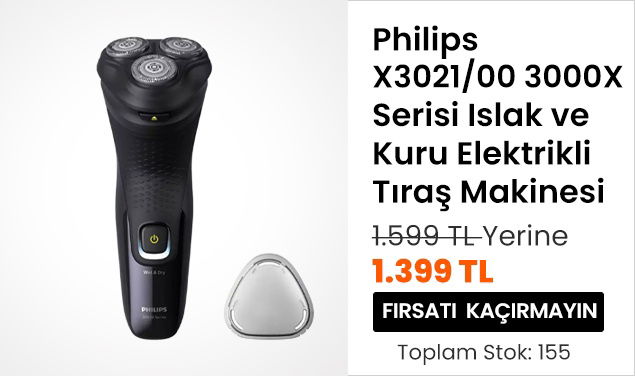 Philips X3021/00 3000X Serisi Islak ve Kuru Elektrikli Tıraş Makinesi 1.599 TL Yerine 1.399 TL