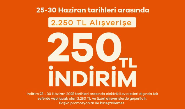 2.250 TL Alışverişe 250 TL İndirim