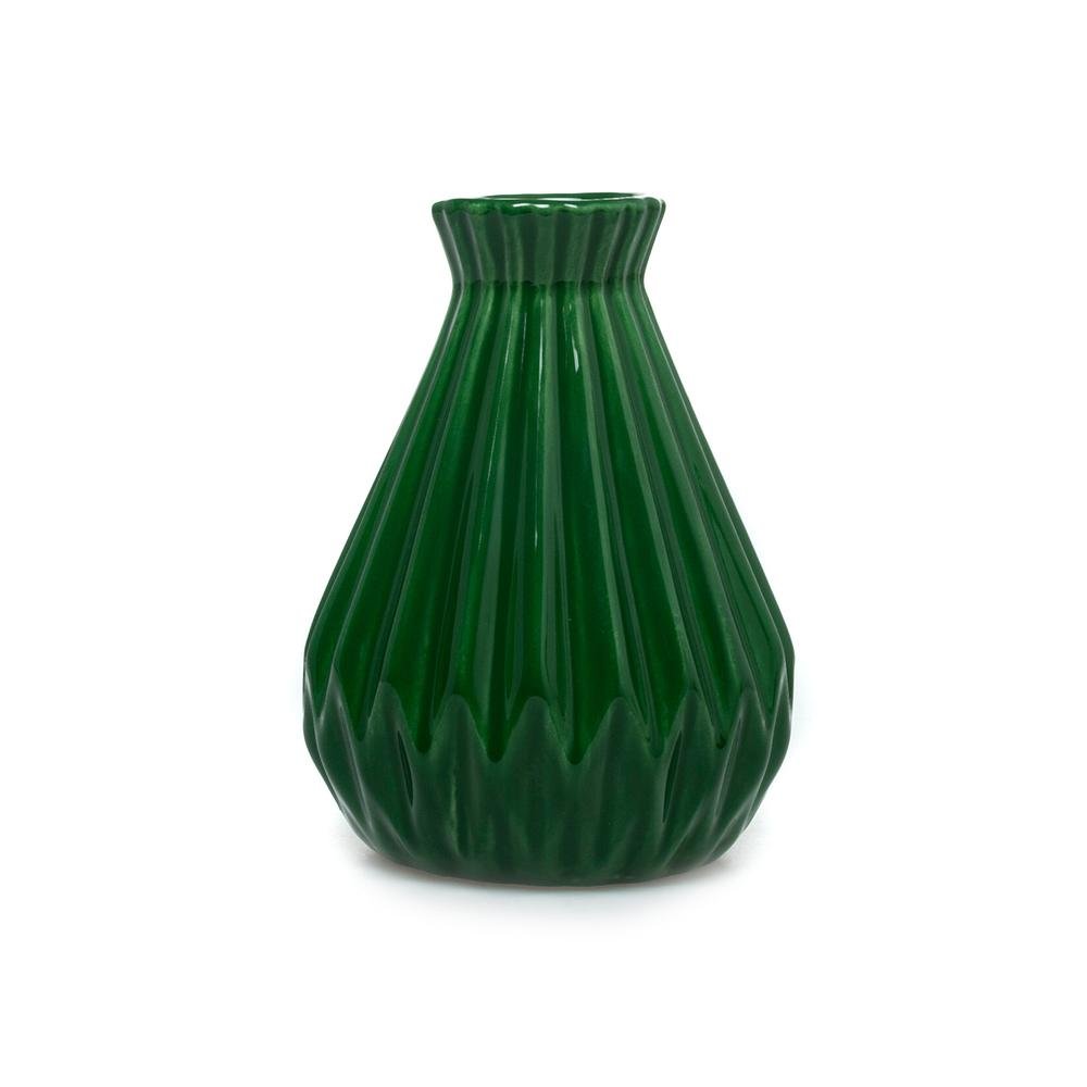  Carmen Soft Küçük Tırtıklı Vazo - Yeşil - 17x13 cm