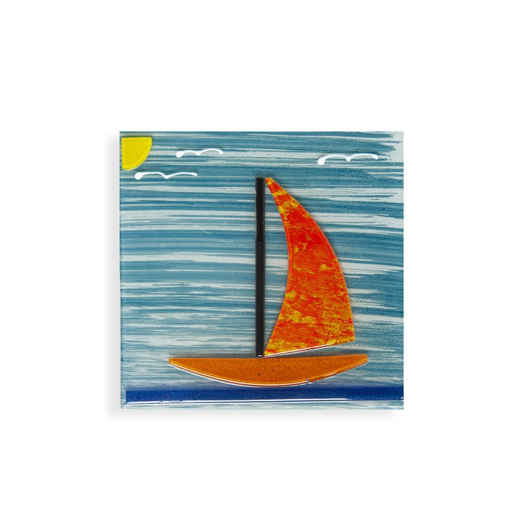  Frater Home Deniz Cam Gider Süsü - Asorti - 15x15 cm