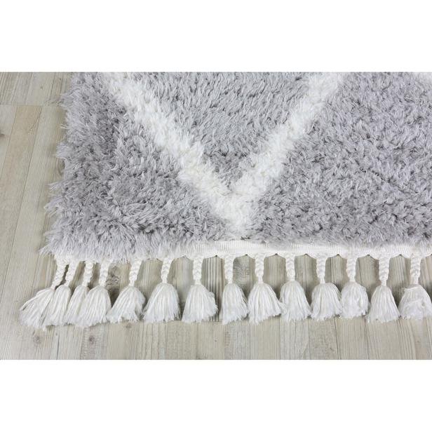  Koza Halı Marakesh Shaggy Halı - Gri / Beyaz - 120x180  cm