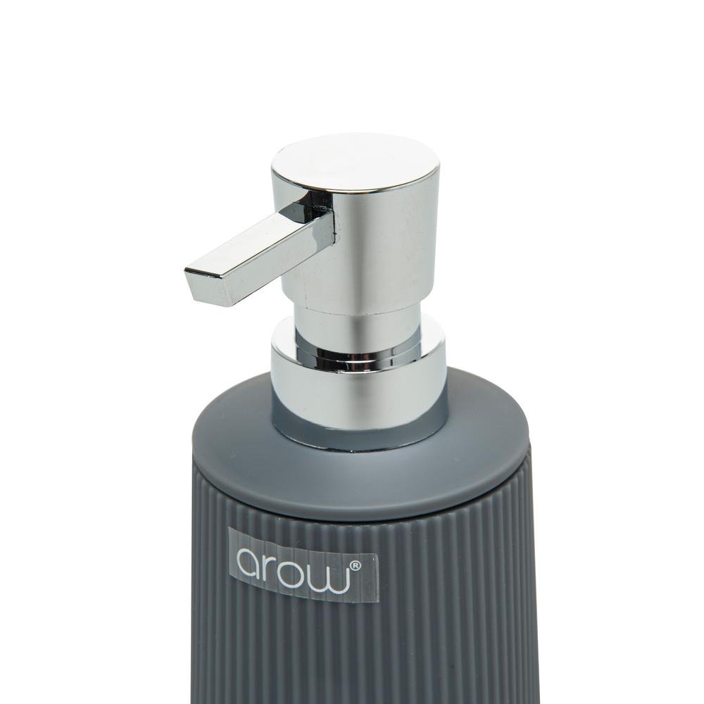  Arow Akrilik Çizgi Desen Sıvı Sabunluk - Gri / Gümüş