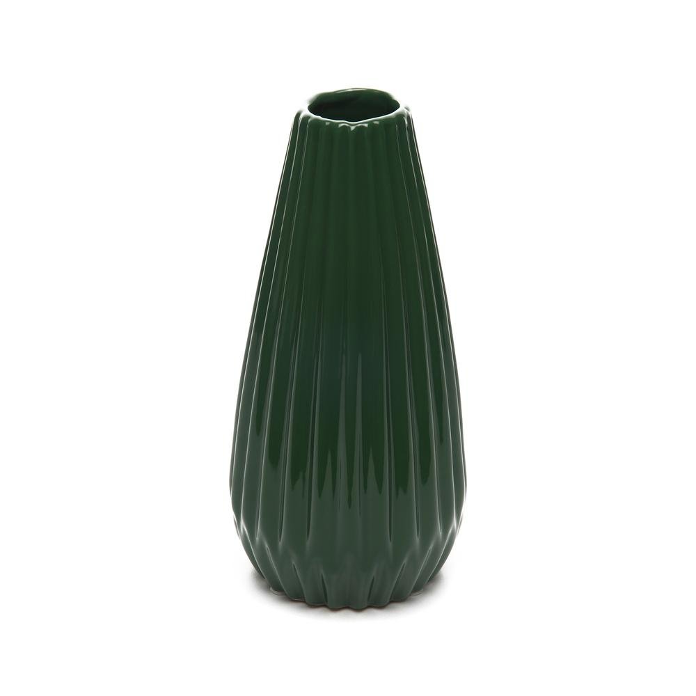  Carmen Soft Tırtıklı Vazo - Yeşil - 28x17 cm
