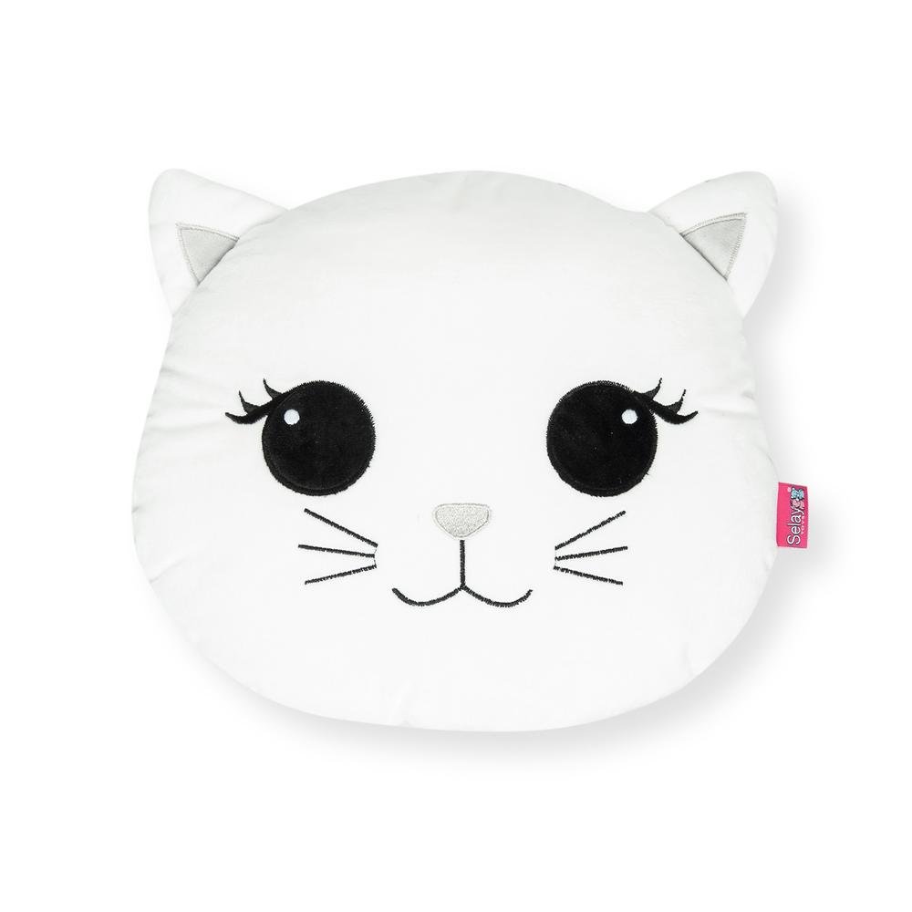  Selay Toys Cat Figürlü Yastık (Beyaz) - 25 cm