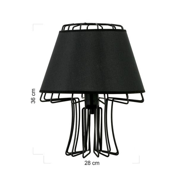  Nisa Luce Design Abajur - Siyah Metal Ayak/Siyah Kumaş Şapka