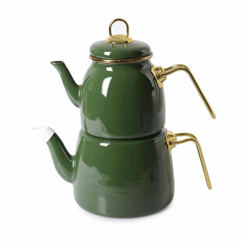  İpek Emaye Çaydanlık - Yeşil