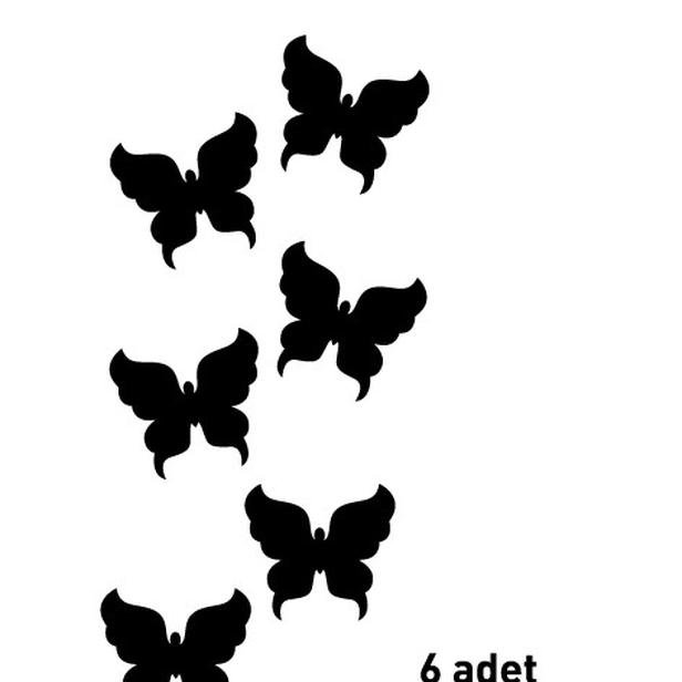  Artikel 6'lı Kelebekler Kadife Duvar Sticker