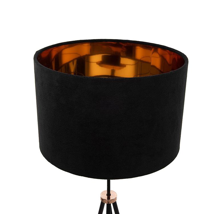  Deco&Style Tripod Lambader - Metal Siyah Ayak / Kadife Siyah Şapka