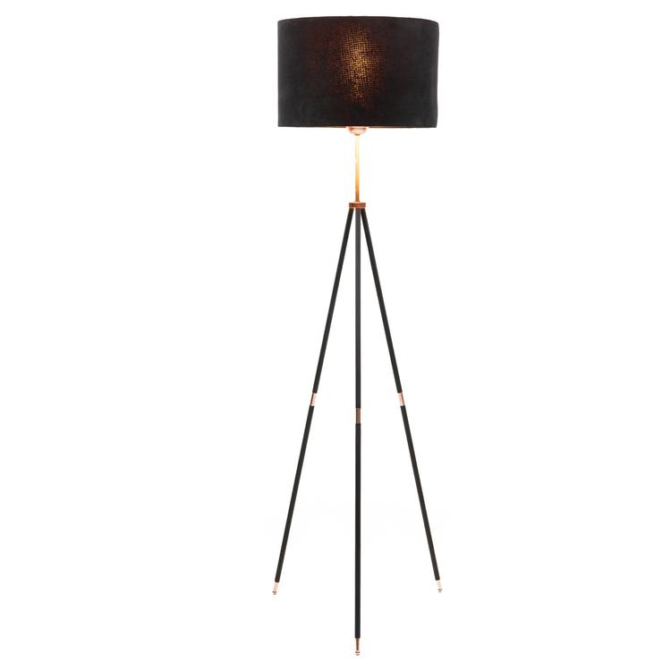  Deco&Style Tripod Lambader - Metal Siyah Ayak / Kadife Siyah Şapka