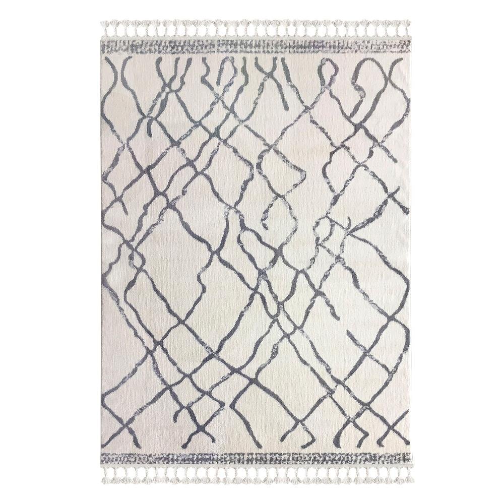 Payidar Moroccan Shaggy Halı - Beyaz / Gri - 160x230 cm