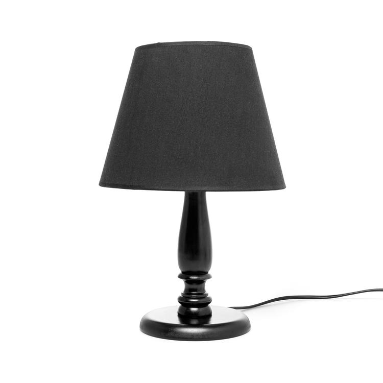  Safir Light Ahşap Abajur - Siyah Ceviz Ayak / Siyah Şapka
