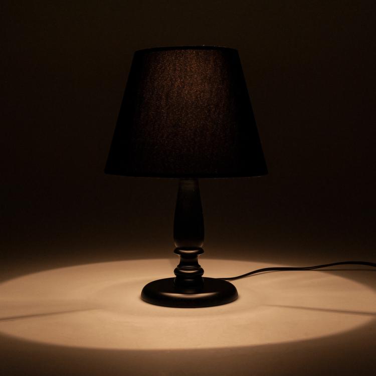  Safir Light Ahşap Abajur - Siyah Ceviz Ayak / Siyah Şapka