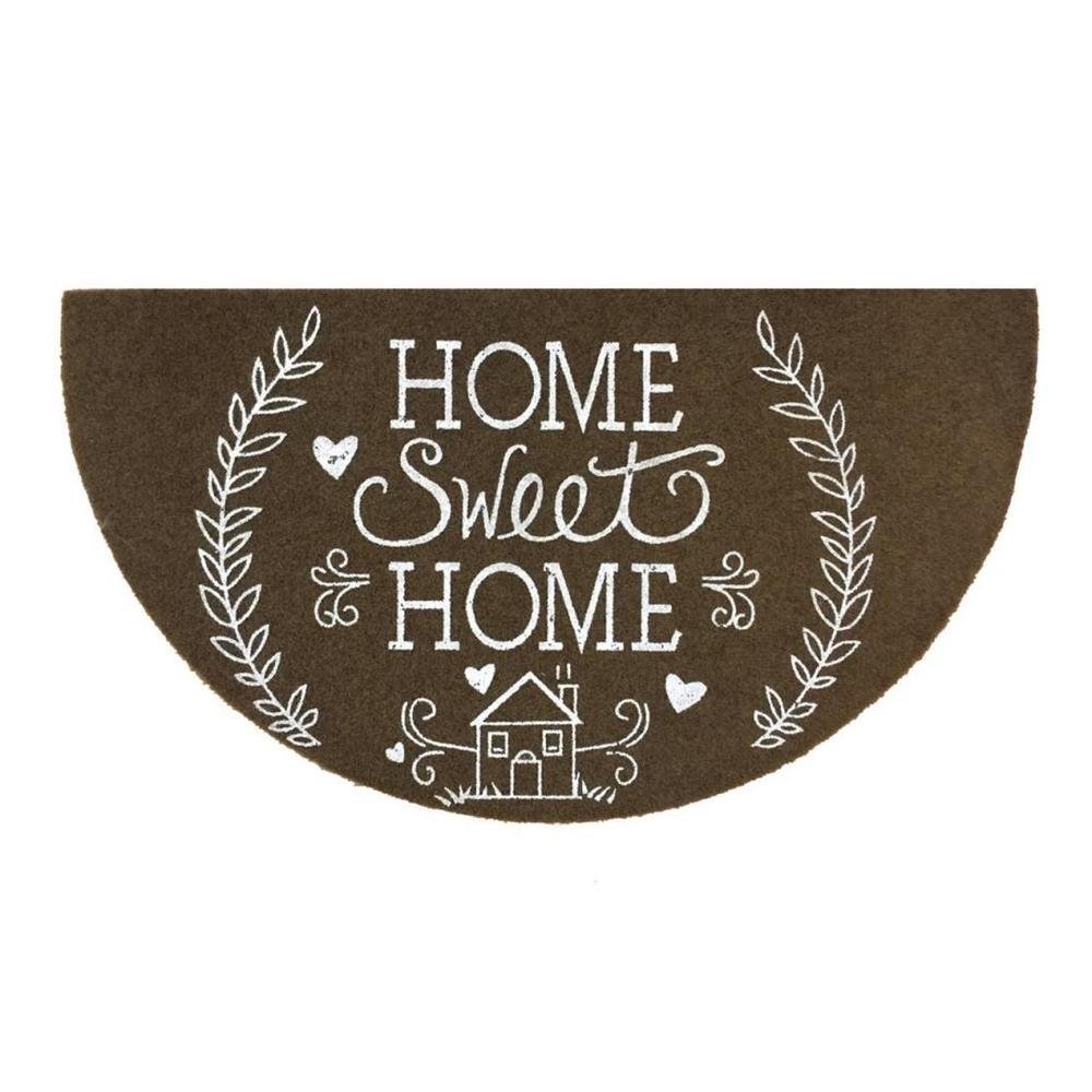  Giz Home Boyalı/Megan Kapı Paspası Yarimay Kahve Home Sweet Home - 40X70 cm
