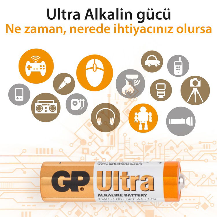  GP Batteries Ultra Alkalin AA Boy 4'lü Kalem Pil - 1.5 V