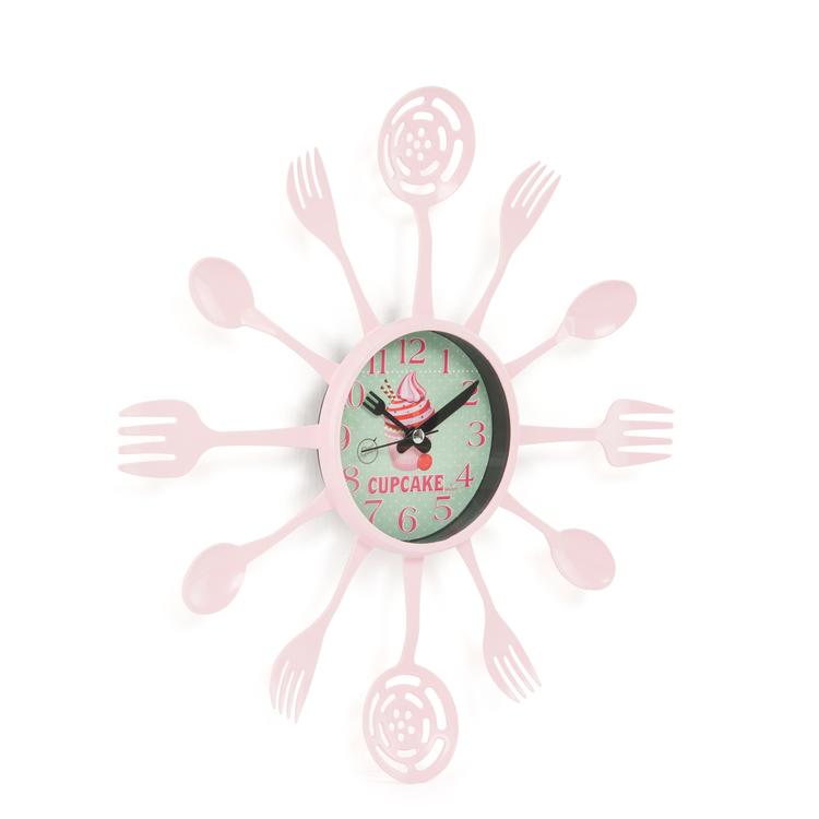  Galaxy Çatal Kaşık Mutfak Saati - Pembe