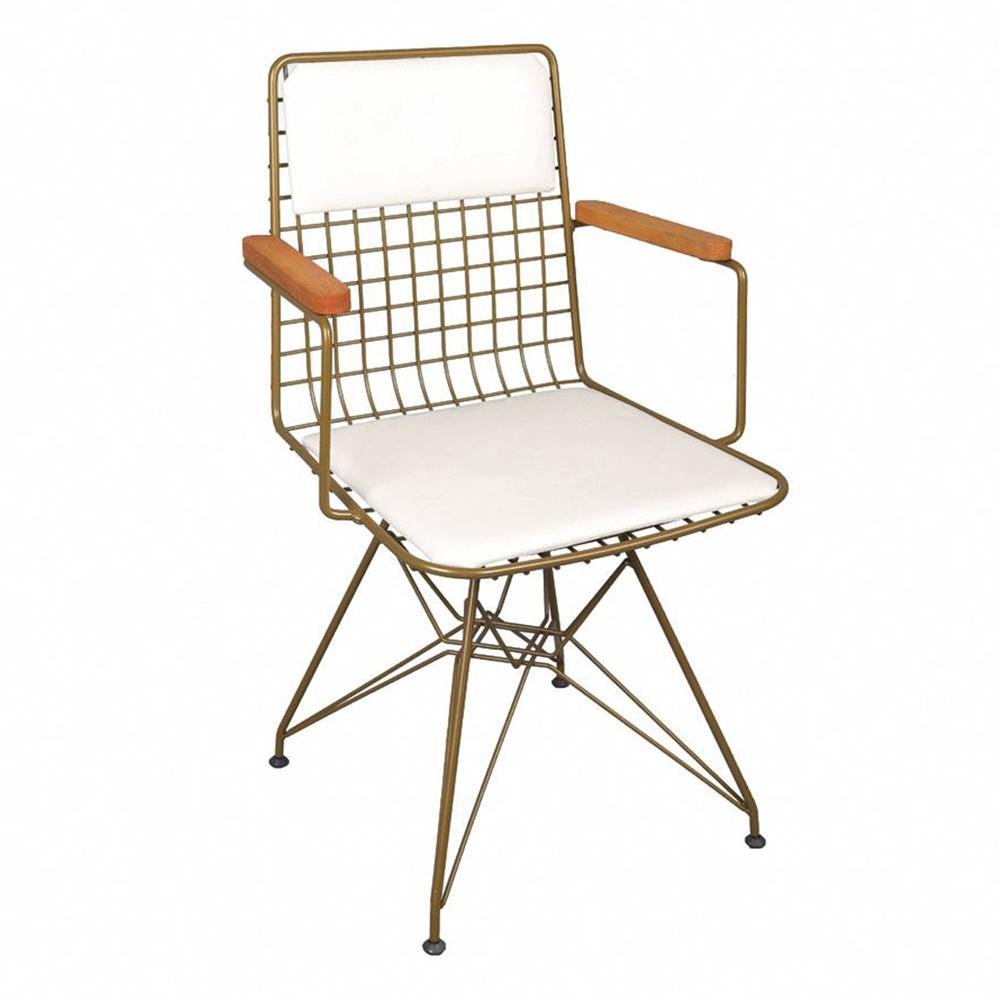  Akın Lüx Kollu Sandalye - Gold / Beyaz