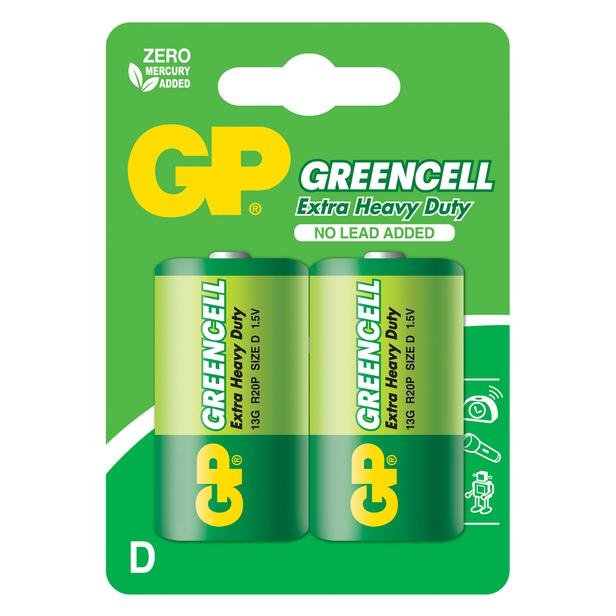  GP Greencell 1.5 Volt R20P/1250/D Boy Kalın Pil - 2'li