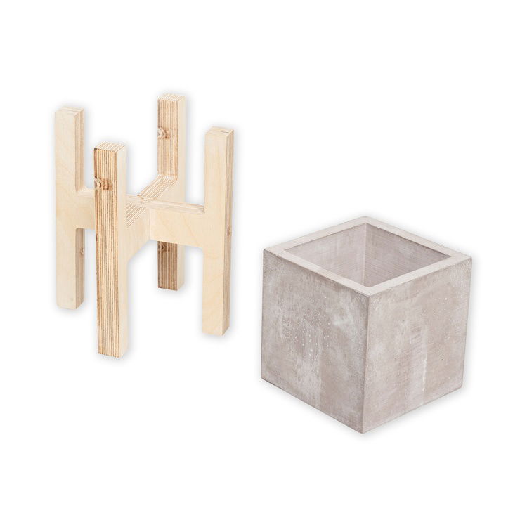  Womo Design Ahşap Ayaklı Beton Saksı