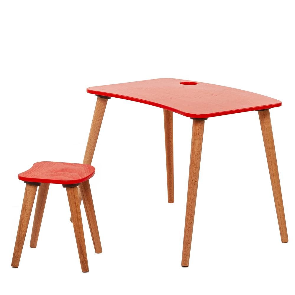  Just Home Damla Montessori Çoçuk Çalışma Masası Takımı - Kırmızı