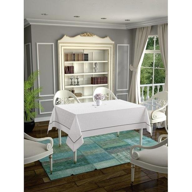  Tropik Home Daisy Ara Biyeli Masa Örtüsü - 160x160 cm - Beyaz