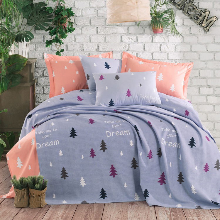  Enlora Home Takeme Tek Kişilik Pike Takımı - Açık Mavi