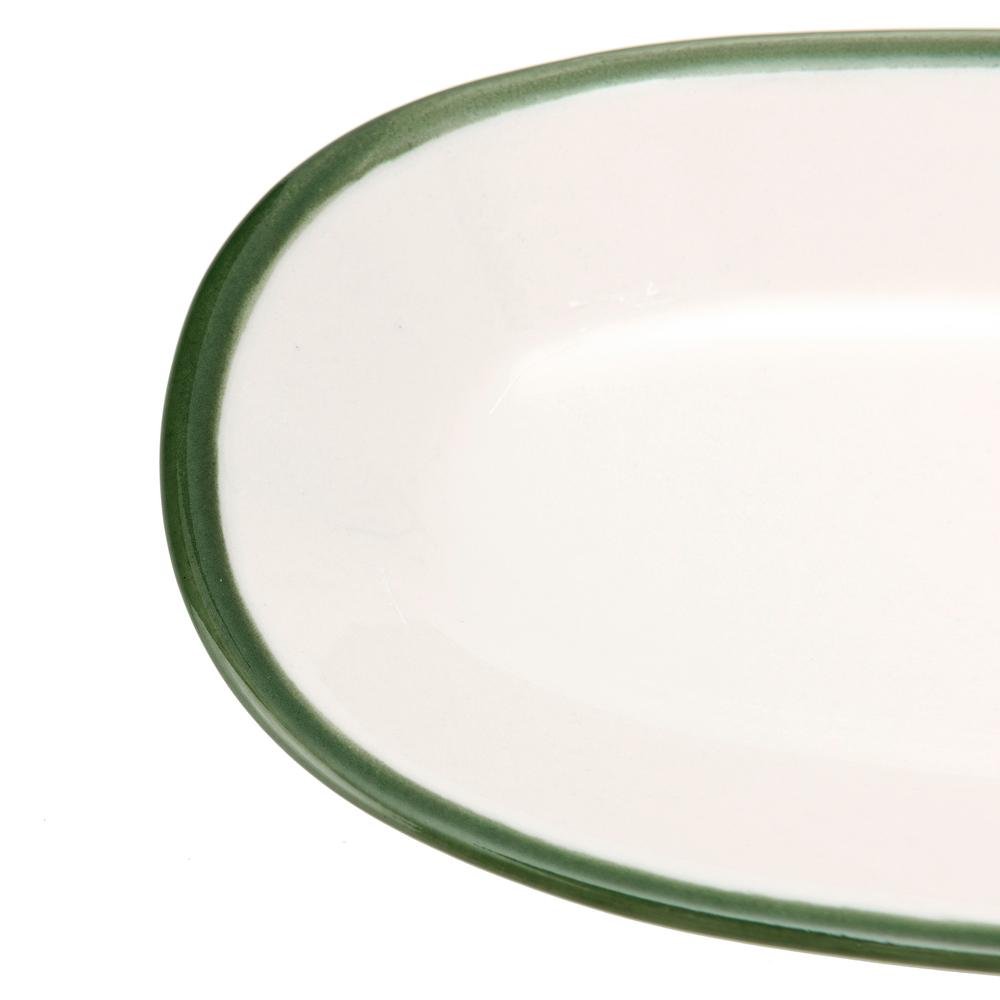  Tulu Porselen Klasik Kayık Tabak - Yeşil - 19 cm