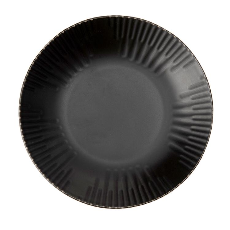  Tulu Porselen Çukur Tabak - Mat Siyah - 19 cm