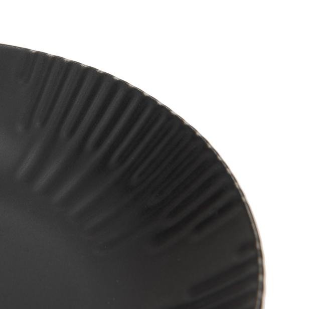  Tulu Porselen Çukur Tabak - Mat Siyah - 19 cm