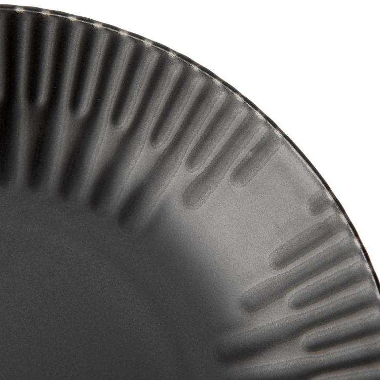  Tulu Porselen Çukur Tabak - Mat Siyah - 19 cm