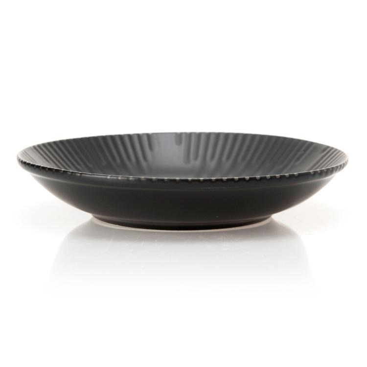  Tulu Porselen Çukur Tabak - Mat Siyah - 19 cm