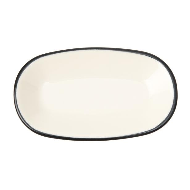 Tulu Porselen Klasik Kayık Tabak - Siyah/15 cm