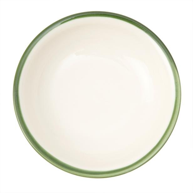  Tulu Porselen Defne Kase - Beyaz / Yeşil - 11 cm