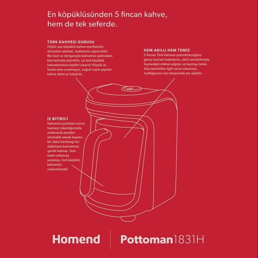  Homend Pottoman 1831H Türk Kahve Makinesi - Kırmızı