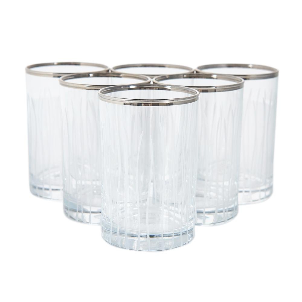  Öcl Kristal 6'lı Kahve Yanı Su Bardağı - Şeffaf / Silver - 125 ml