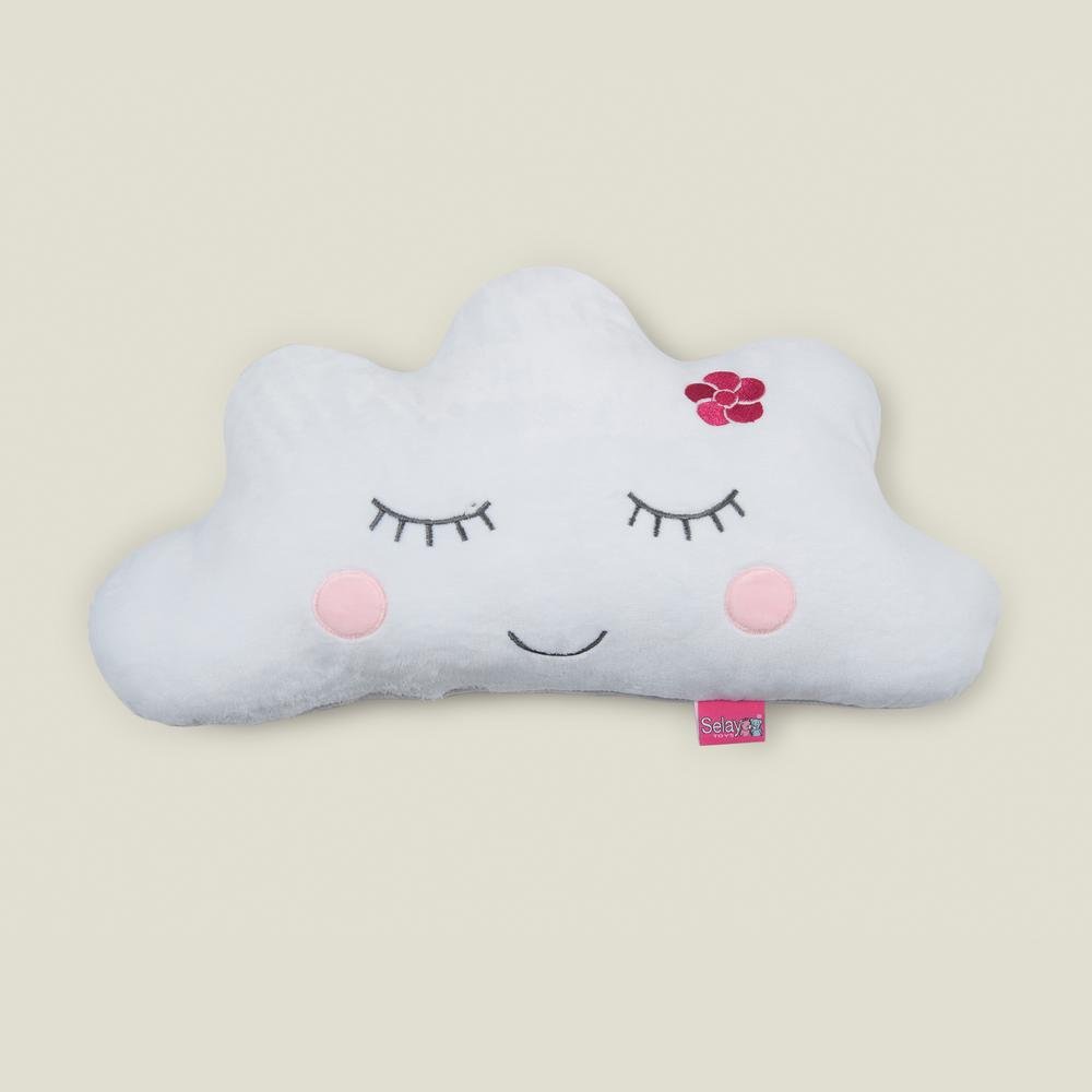  Selay Toys Bulut Figürlü Yastık - 43 cm - Beyaz/Gri