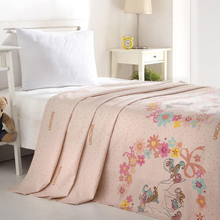  Eponj Home Unicornlar Tek Kişilik Pike 160x235 cm - Pembe