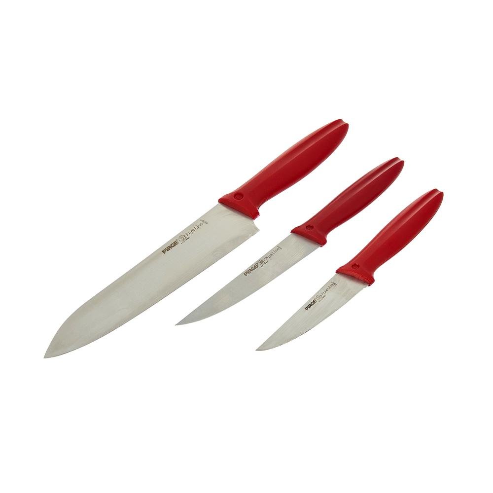  Pirge Pure Line 3'lü Bıçak Seti - Kırmızı