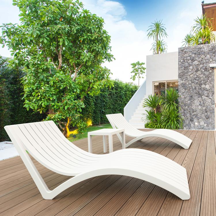  Siesta Slim Ocean 2'li Şezlong ve Sehpa Seti - Beyaz