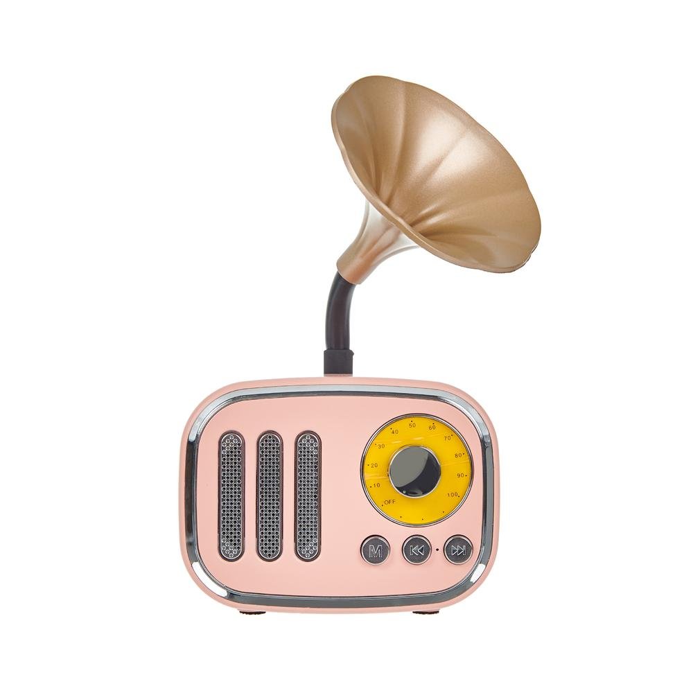  Retro Time  Nostaljik Mini Pembe Gramafon Bluetooth Hoparlör