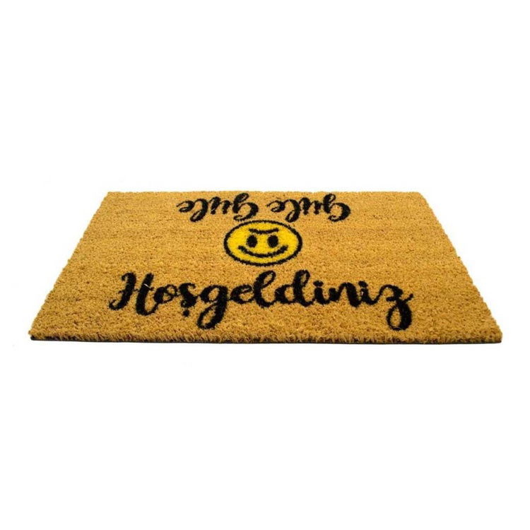 Giz Home Hoşgeldiniz - Güle Güle Smile Kapı Önü Paspas - 33x55 cm