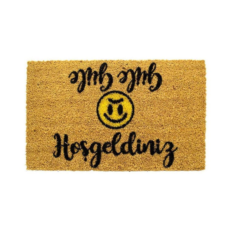  Giz Home Hoşgeldiniz - Güle Güle Smile Kapı Önü Paspas - 33x55 cm