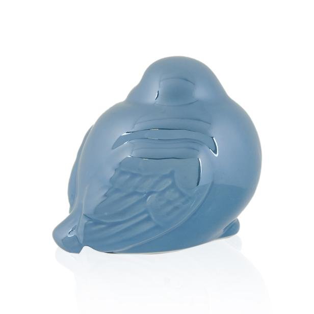 KPM İnci Efekli Seramik Kuş Biblosu Mavi 8 cm
