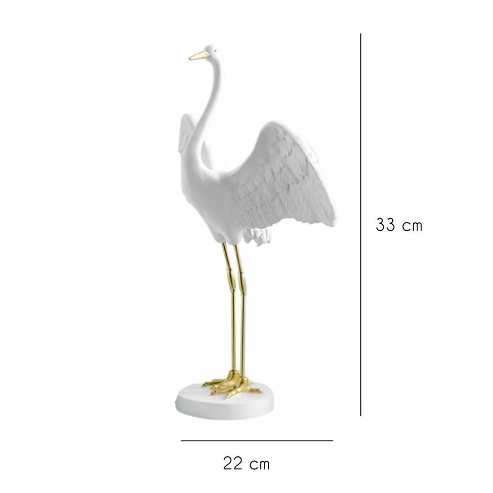  MiniMinti Gold Ayaklı Beyaz Leylek Biblo - 33x22 cm