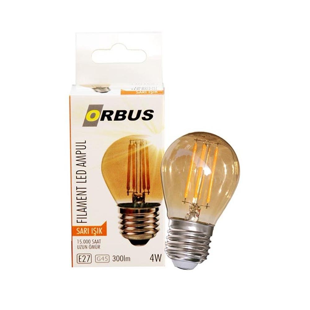  Orbus GA45 4W Filament Bulb Mini Top Amber E27 360Lm Ampul - 2200K Sarı Işık