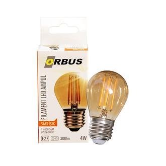 Orbus GA45 4W Filament Bulb Mini Top Amber E27 360Lm Ampul - 2200K Sarı Işık