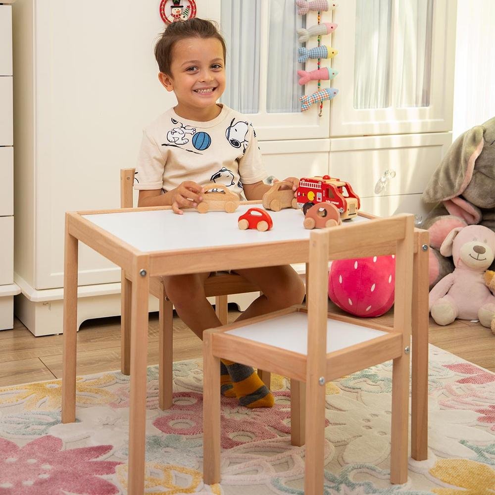  Bemi Montessori Çoçuk Çalışma Masası Takımı - Natürel