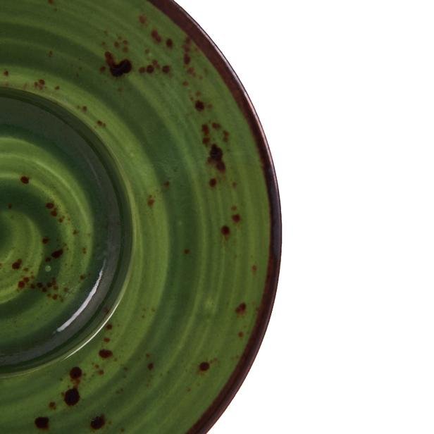  Tulu Porselen Heybeli Çay Tabağı - Yeşil - 13 cm