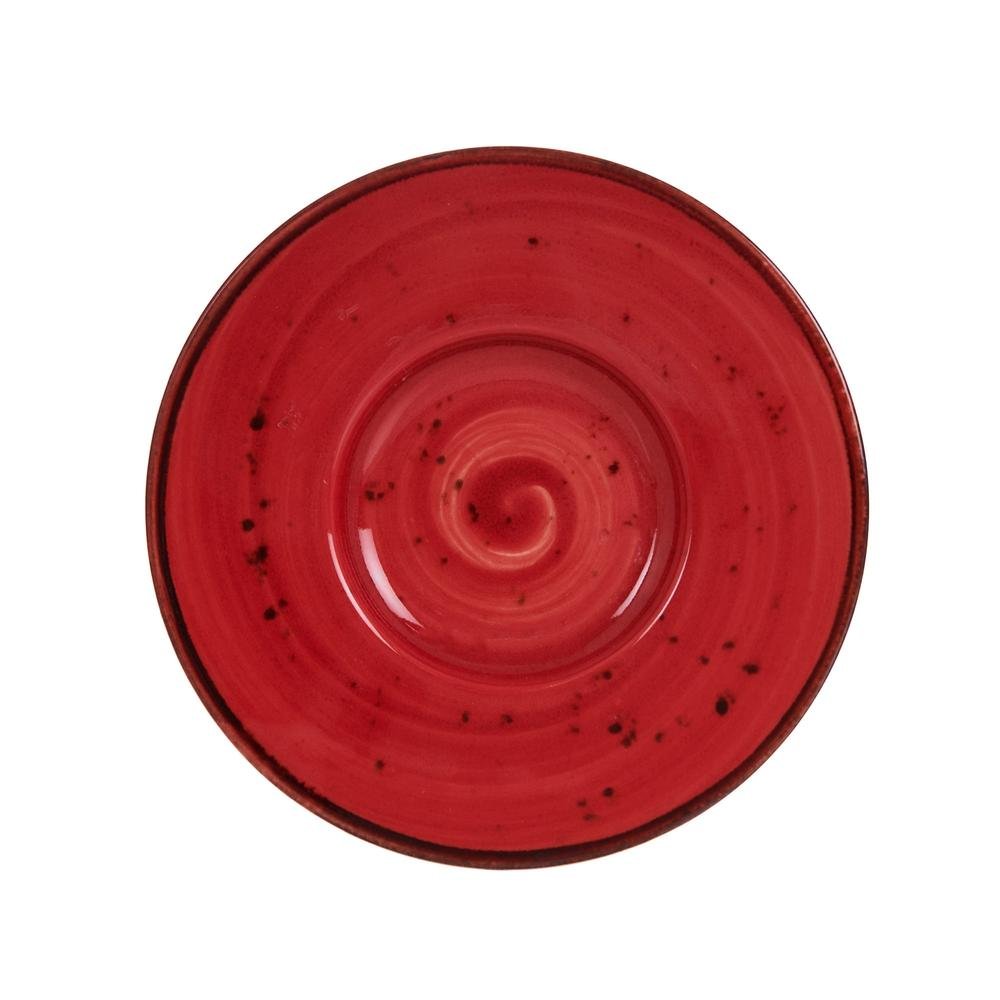  Tulu Porselen Heybeli Çay Tabağı - Kırmızı - 13 cm