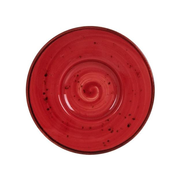  Tulu Porselen Heybeli Çay Tabağı - Kırmızı - 13 cm